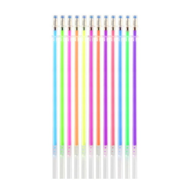 pitrice 12 Pieces Gel Pen Refill Painting Writing Stationery Marker Replacement Office Marking Shinning Highlight Ink Ballpoint Type 3