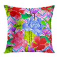 thumbnail image 1 of BOSDECO Colorful Floral on Zigzag Abstract Collage Tropical Flowers Pink Geometric for Layering Effect Focus Pillowcase Pillow Cover Cushion Case 18x18 inch, 1 of 1