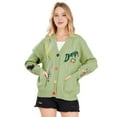 thumbnail image 2 of Women'S Cable Knit Long Sleeve Open Front Cardigan Sheep V-Neck Button Down Sweater Coat Outwear Grass Green XS, 2 of 7