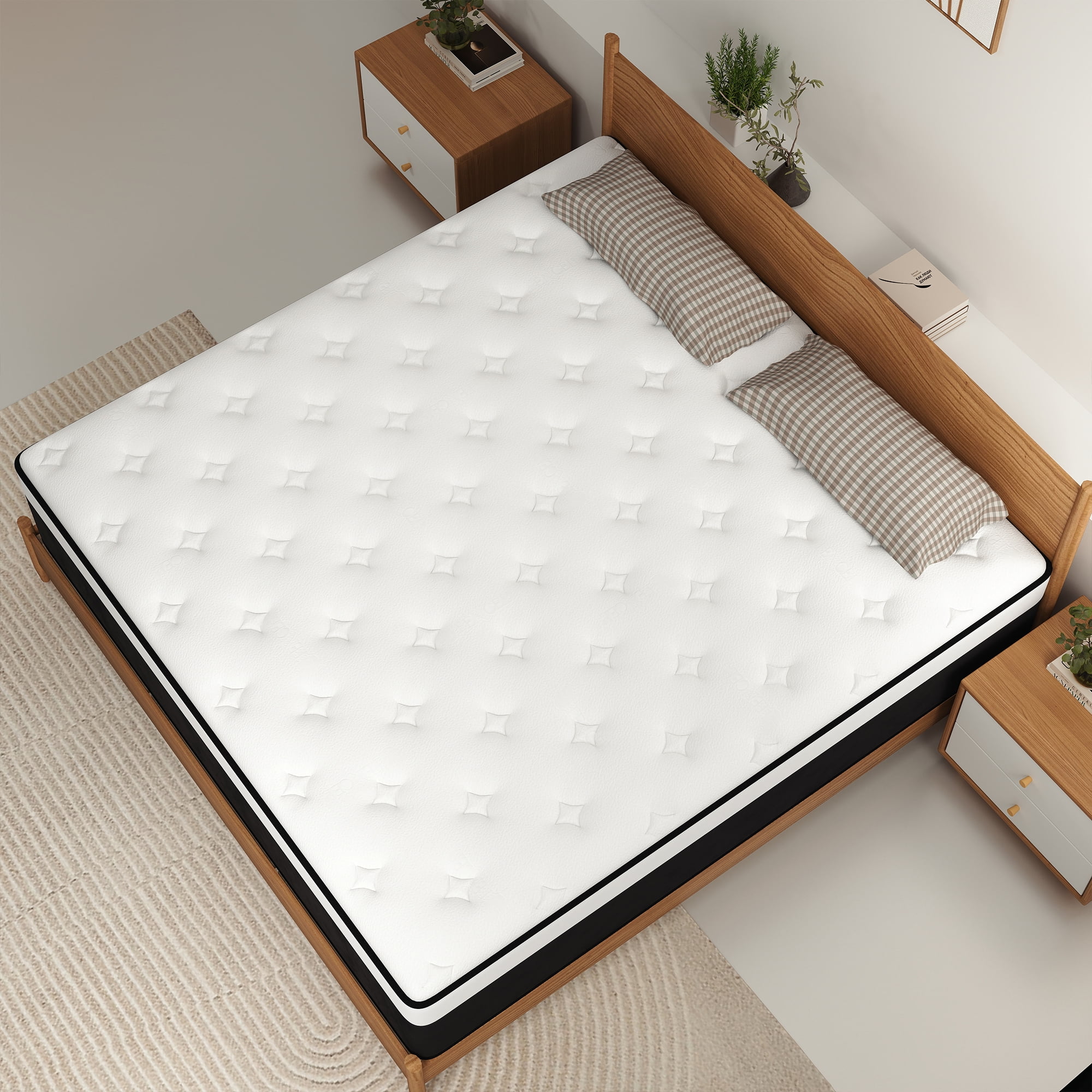 Kviwasha 14 inch King Mattress in a Box, Hybrid Gel Memory Foam with Individually Wrapped Pocket Coils, Medium Firm, Pressure Relief, Cooling Sleep Support for Adult
