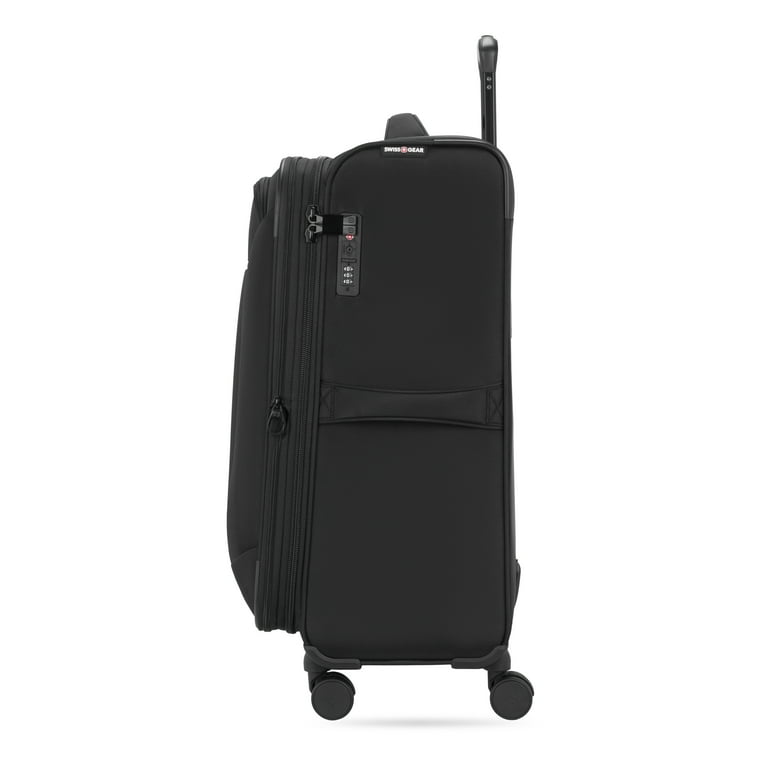 SWISSGEAR Stride Expandable Medium Checked Spinner Luggage, Black