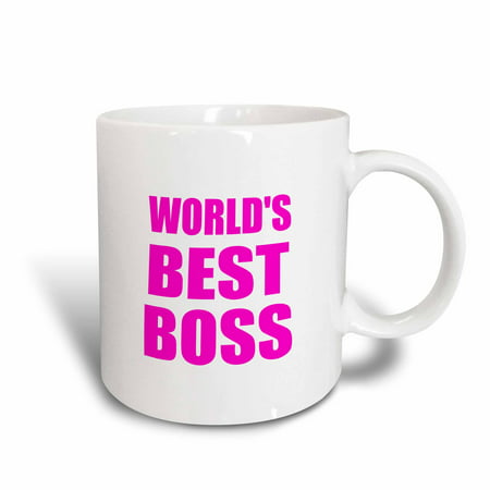 3dRose Worlds Best Boss - hot pink text - great design for the greatest boss, Ceramic Mug,