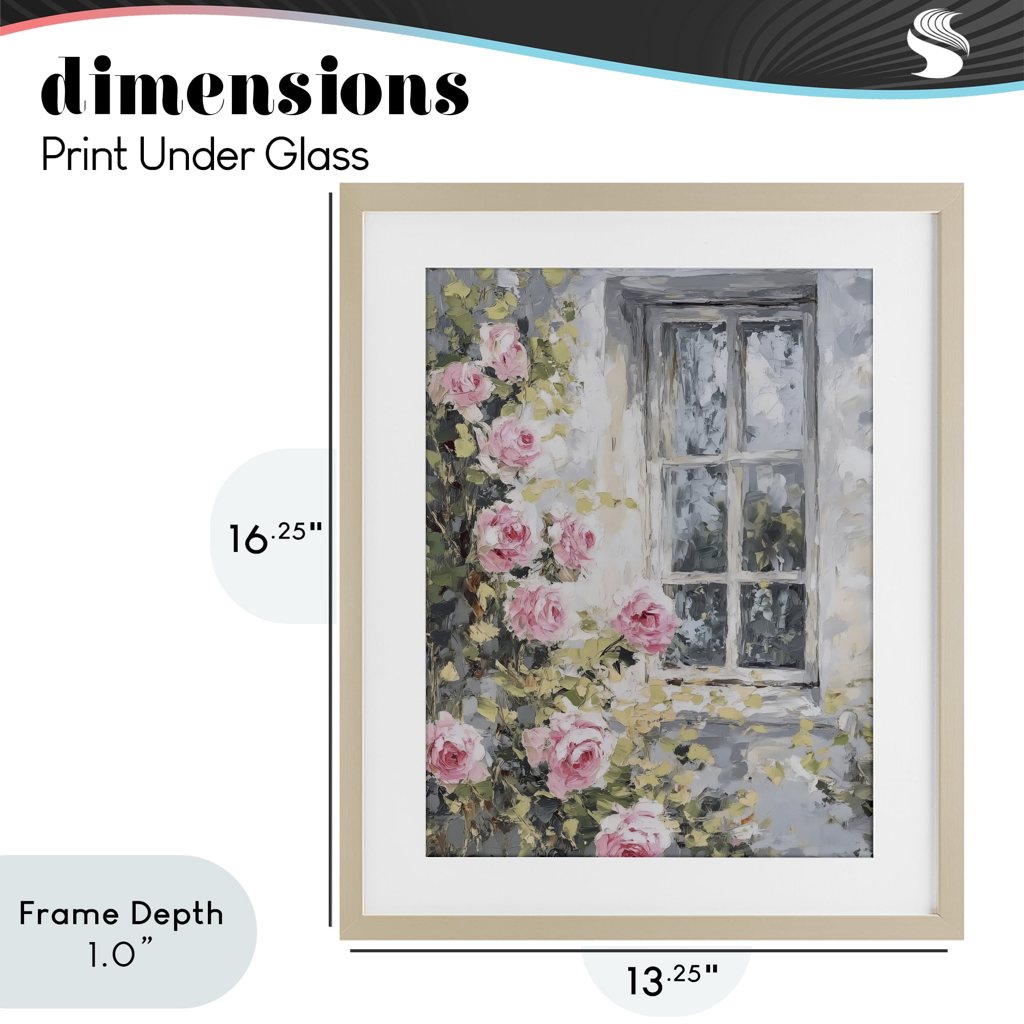 Stupell Industries View Of Roses Cottage Window Birch Framed Print Under Glass, design by LSR Design Studio