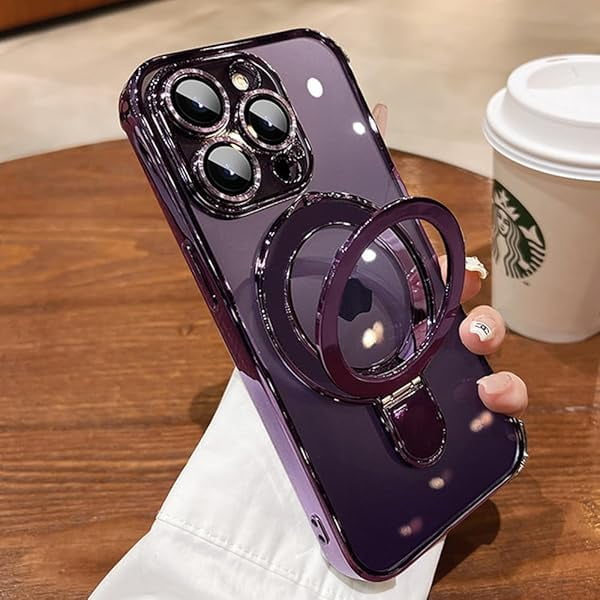 wonima44 Magnetic Ring Case for iPhone 14 Pro Max Case Kickstand Compatible with MagSafe Built-in Camera Lens Protector Shockproof Phone Case for iPhone 14 ProMax 6.7" - Purple