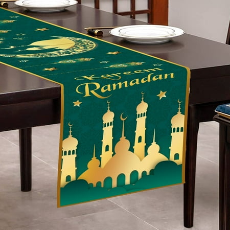

Spring Flax Table Runner Ramadan Decoration 2023 Eid Mubarak Placemat Palace Moon Star Tablecloth Dinner Decor Eid Al Adha Gifts