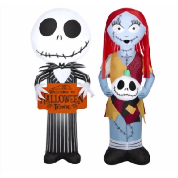 Halloween Airblown Inflatables set with Jack Skelllington and Sally 5 ft