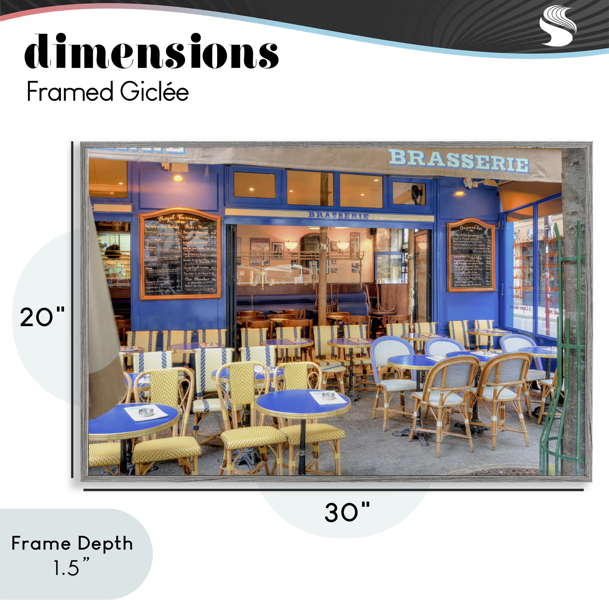 Stupell Industries Parisian Brasserie Terrace Gray Framed Giclee Art, design by Alan Blaustein
