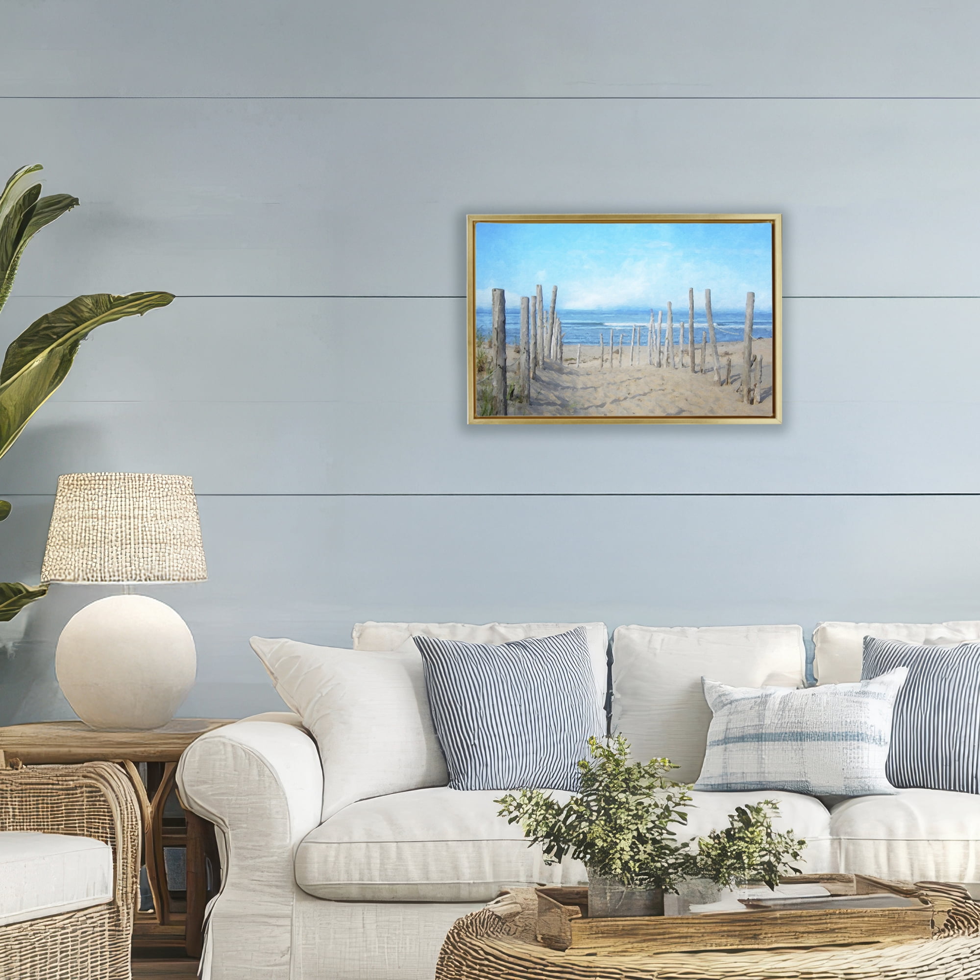 Stupell Industries National Seashore Vista Gold Framed Floater Canvas Wall Art, design by Grotto Studios