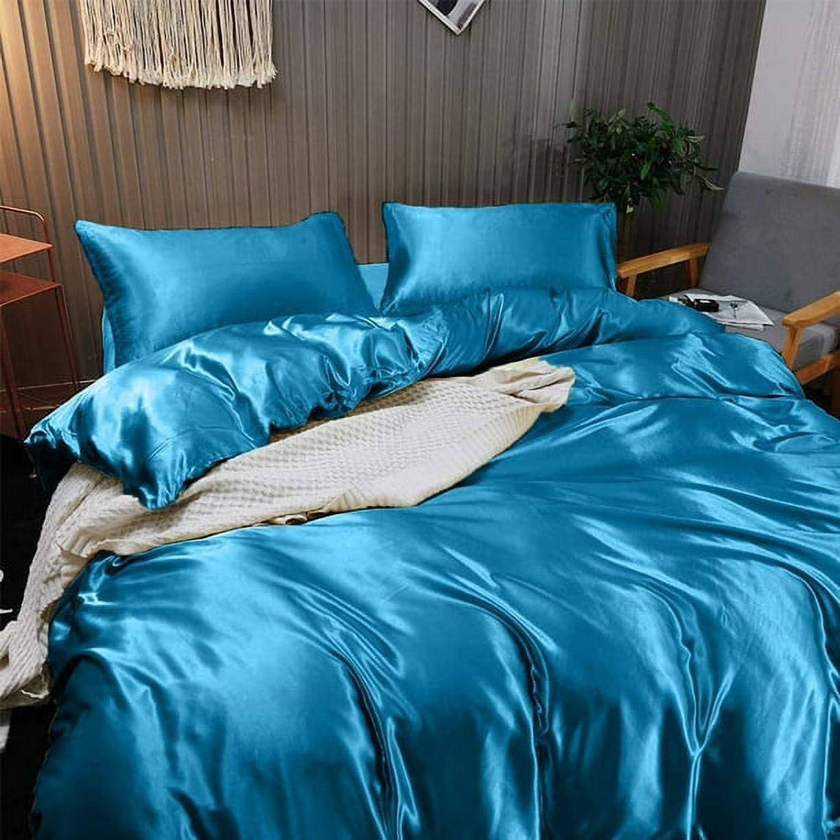 Cloud Fino 100% Silk Comforter 300 GSM Quilt Suitable for All Season Silky Super Soft King/Cal-King Turquoise Blue