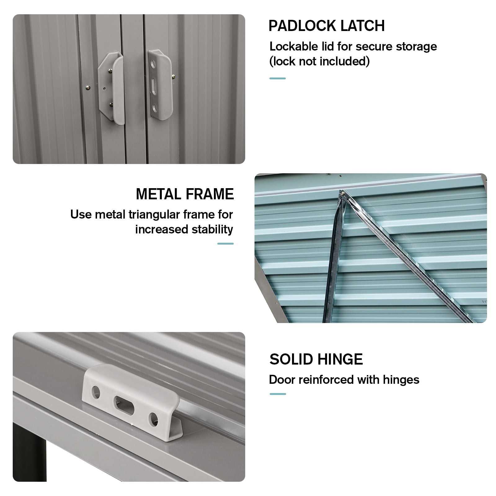 IMagacFun Metal Outdoor Garbage Bin Shed for 2 Trash Cans, Stainless Galvanized Steel Storage Shed for Garden Yard Lawn Gray