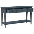 thumbnail image 3 of Navy Retro Console Table with 3 Drawers & Shelf | 50” Entryway, Living Room, Hallway Accent Table – Solid Wood & MDF Construction, 3 of 21
