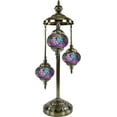 thumbnail image 2 of SILVERFEVER Moroccan Lamps Mosaic Turkish Lamp -Three Tier Lanterns Colorful Handmade Glass Floor or Table with E 12 Bulbs Purple Blue Pink, 2 of 7