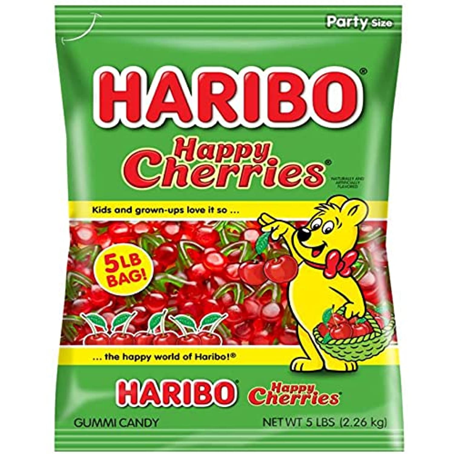 Haribo Gummi Candy, Happy Cherries, 5 Pound Bag