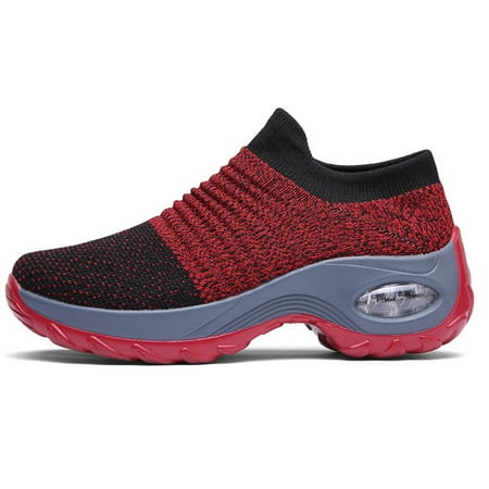 

Elegant Elastic Slip-on Flat Shoes Elastic Slip-on Flat Shoes For Women Mesh Upper 42 Red