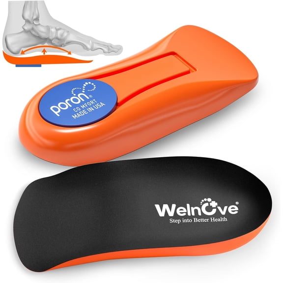 Welnove Gel Heel Cushion Orthotic Insole With Arch Support, Plantar Fasciitis & Achilles Tendonitis Relief, for Women & Men, 1 Pair
