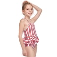 thumbnail image 5 of URMAGIC Little and Big Girls Striped One-Piece Halter Swimsuit Flounce Swimwear, 5 of 6
