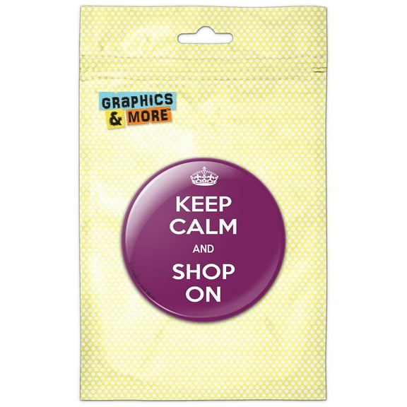 Keep Calm And Shop On Shopping Pinback Button Pin Badge