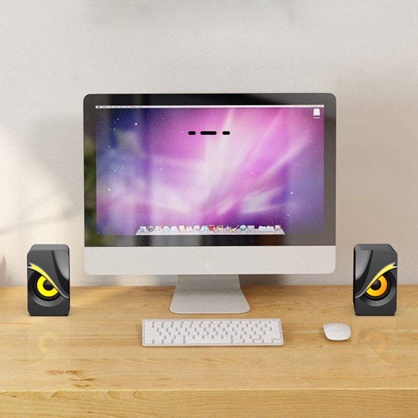 Nkmbld Home Audio Subwoofers Light Emitting Computer Speaker USB Mobile Phone Laptop Desktop Mini Speaker Hifi Stereo Sound Cable Subwoofer Computer Audio, Father's Day Gifts, Black