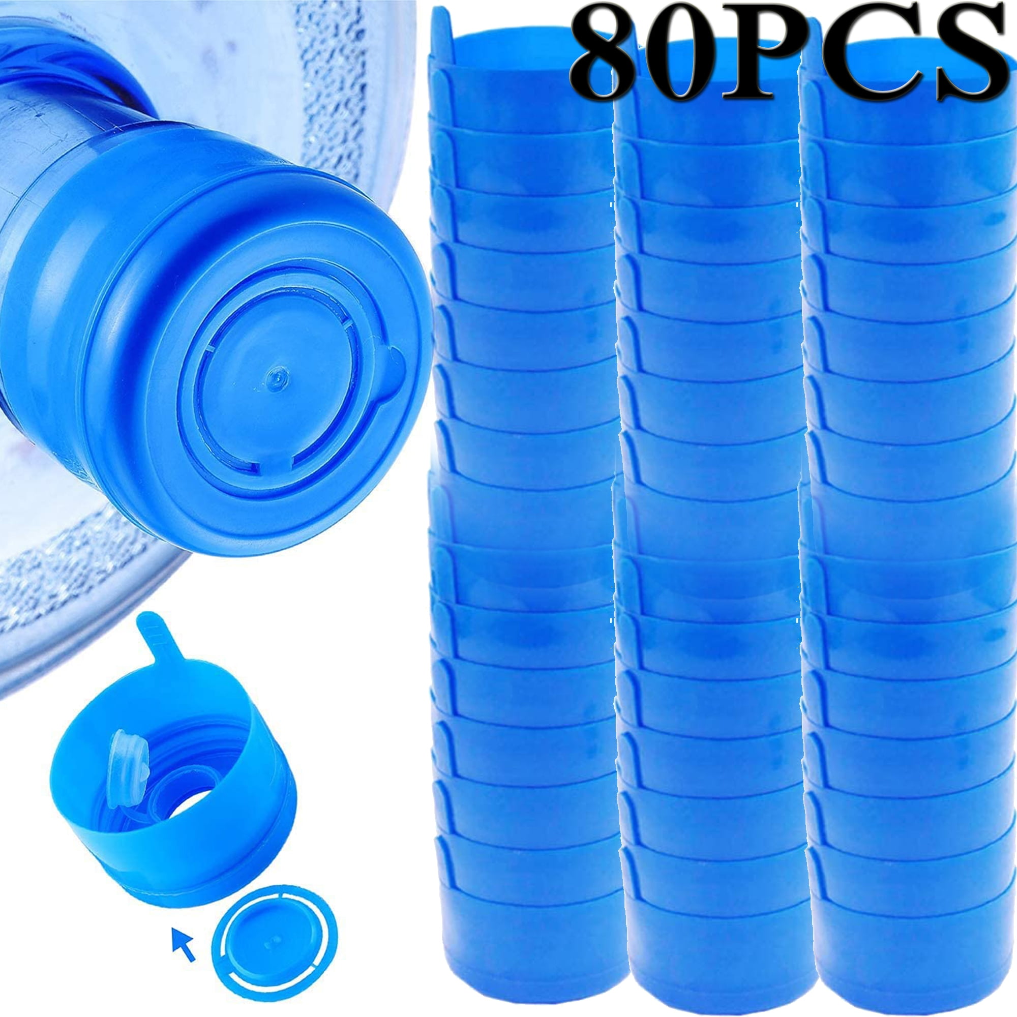 Lot of 50-3 & 5 Gallon Blue Peel-Off Water Bottle Caps Premium Non Spill 55 mm 