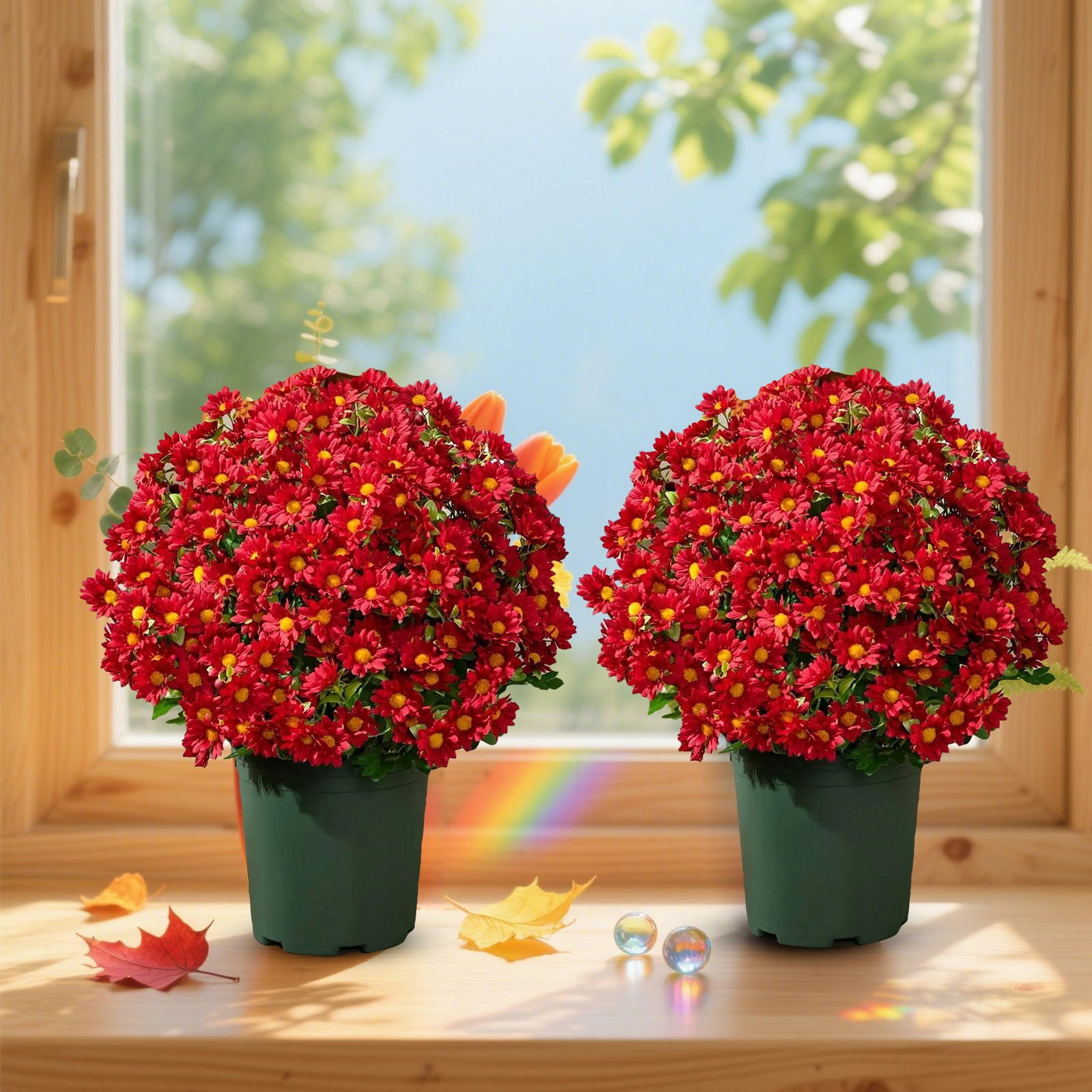 Fake Mums Fall Artificial Flowers, Ongmies 5 Bundles Artificial Sunset Chrysanthemum Flowers – Fade-Proof, Realistic Outdoor Decoration for Garden, Patio & Porch, Outdoors Decorations