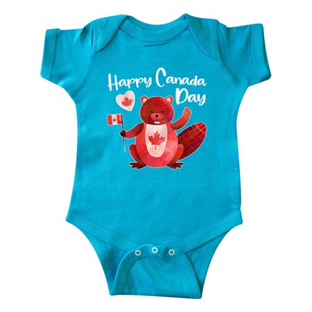 

Inktastic Happy Canada Day Cute Red Beaver with Canadian Flag Gift Baby Boy or Baby Girl Bodysuit