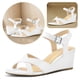 thumbnail image 3 of Sandalias Cuña Zapatos Mujer Versátiles Gran Tamaño Con Una Sola Hebilla (blanco 36), 3 of 9