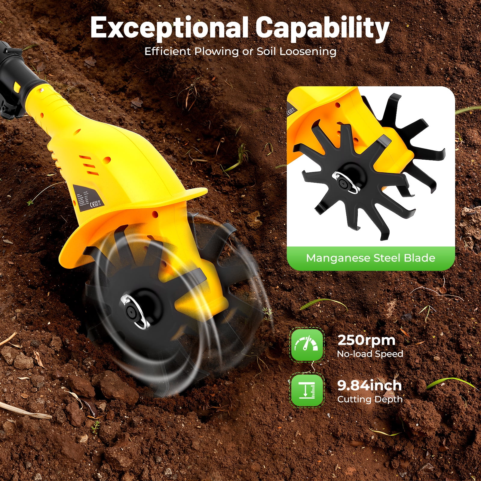 Battery Powered Tilling Machine, Handheld Electric Tilling Machine, Cordless Tilling Machine