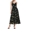 thumbnail image 2 of INSPIRE CHIC Women's Floral Print Dress Knot Front Sweetheart Neck Split Elegant Maxi Dress XS Green, 2 of 5