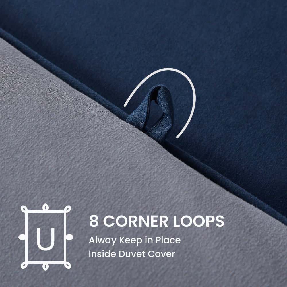 Sleep Zone Twin/Twin-XL Comforter Duvet Insert, Down Alternative Reversible Comforter, Lightweight, Soft and Breathable Bedding All Season, A Side Navy + B Side Grey