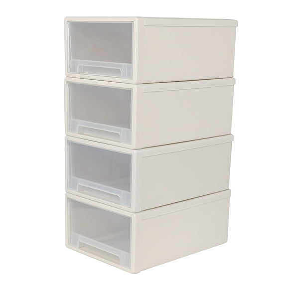Aninhao 18 Quart Stackable Plastic Storage Drawers for Organizing, Set of 4