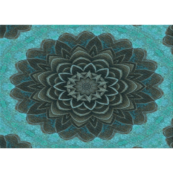Ahgly Company Indoor Rectangle Patterned DarkSlateGray or DarkSlateGrey Green Area Rugs, 5' x 7'
