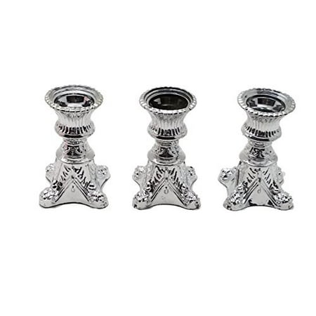 Tapered Pedestal - 12 Silver Plastic pedestal Acrylic Candle Holders for Taper Candles