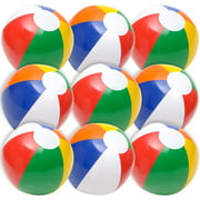 Beach Balls in Bulk - (Pack of 12) 16 Inch Inflatable Rainbow Beach Ball Toys for Kids, Dozen Beach Balls for Games, Pool Toys, Decorations, Party Favors