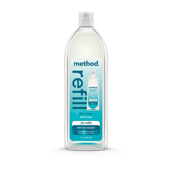 Method Super Shine Liquid Dish Soap Refill, Powered by Enzymes, Dewy Daze Scented, 48 fl oz