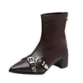 thumbnail image 5 of Heisall Women's Boots Pointed Toe Buckle Short Shaft Chunky Heel Mid Heel Ankle Boots Fashion Casual, 5 of 8