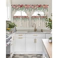 thumbnail image 4 of Watercolor Roses Swag Kitchen Curtains Sets for Windows 24 Inch Length, Spring Flowers Leaves Butterflies Beige Short Window Curtain Panels Swags Valances and Tiers 3 Piece Set for Cafe/Dining Room, 4 of 5