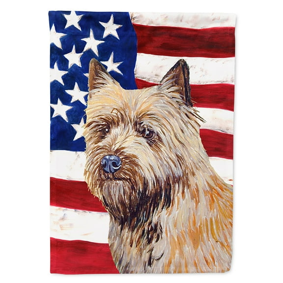 Carolines Treasures LH9020CHF 28 x 40 in. USA American Flag with Cairn Terrier House Size Canvas Flag