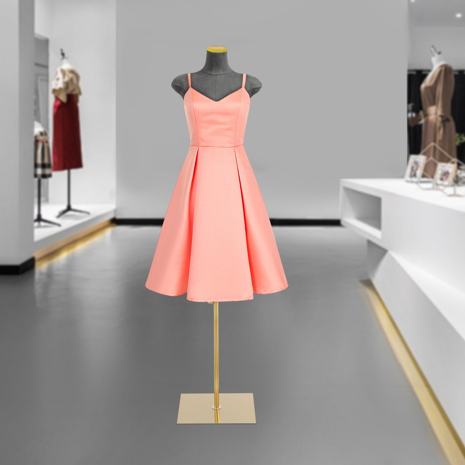 1 PCS Grey Female Mannequin Model with Stand, Half-length Model, Mannequin Dress Form, Total Adjustable Height: 150-210cm/59.06-82.68 in