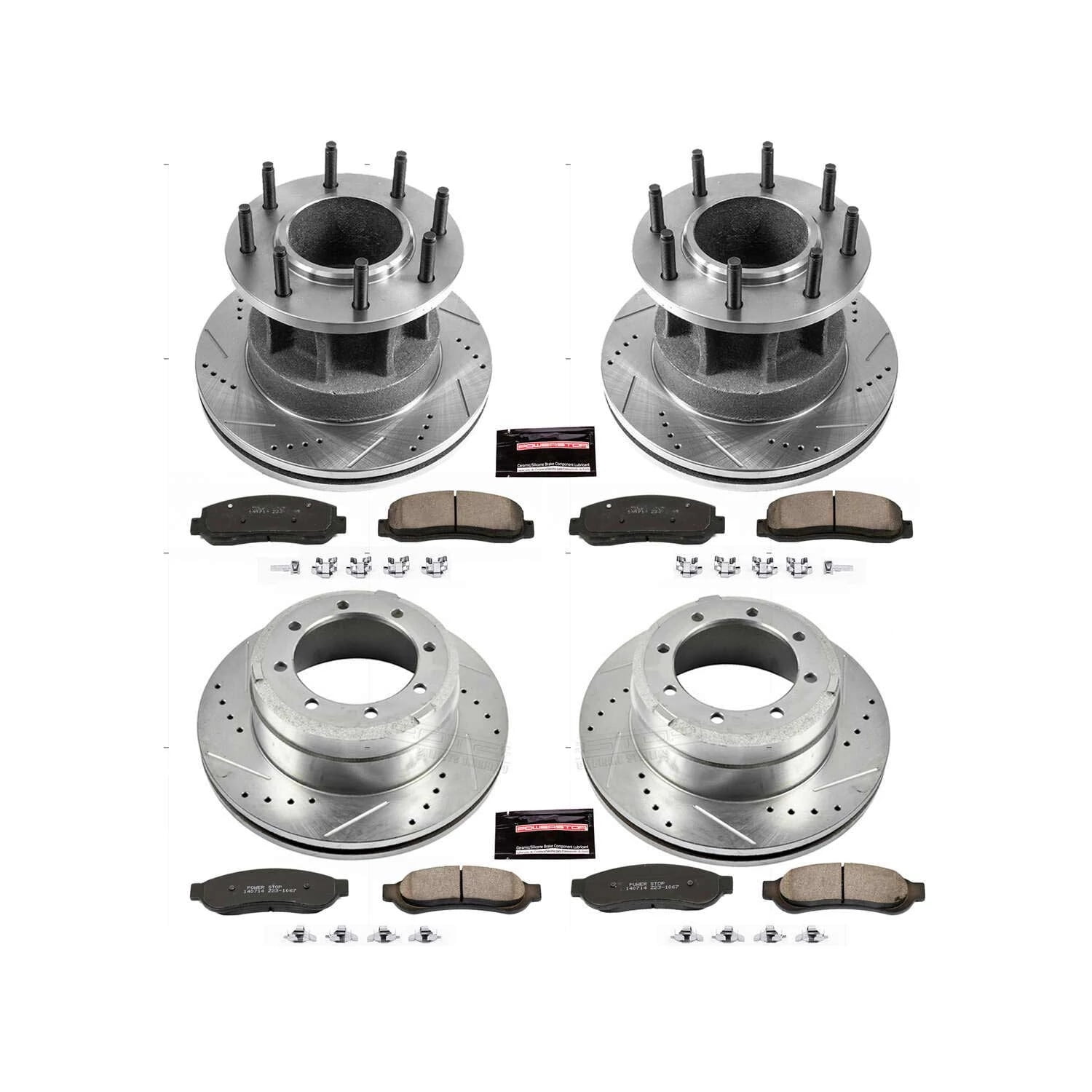 PowerStop Front and Rear Z23 Evolution Sport Carbon-Fiber Ceramic Brake Pad and Drilled & Slotted Rotor Kit Fits: FORD Select Models K4032