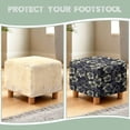 thumbnail image 6 of SCRAWLGOD Hibiscus Floral Print Beige Black Stretch Ottoman Cover, Ottoman Slipcover Square, Soft Foot Stool Cover Protector, Dust Proof Furniture Protector with Elastic Bottom, 6 of 7