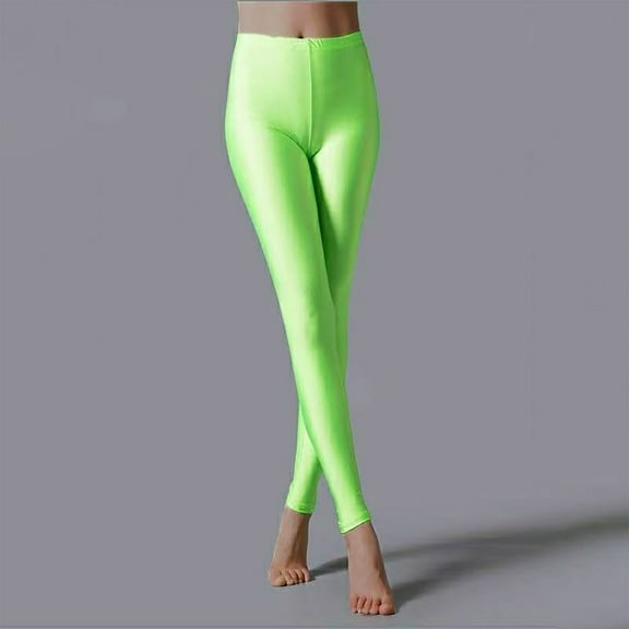 AGWOLF Shiny Metallic Yoga Pants for Women High Waist Traing Sports Leggings Stretchy Clubwear Tights