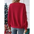 thumbnail image 5 of Women'S Y2K Ribbon Long Sleeve Top - Crew Neck Red Christmas & New Year Bowknot Oversized Pullover Shirt Red L, 5 of 9