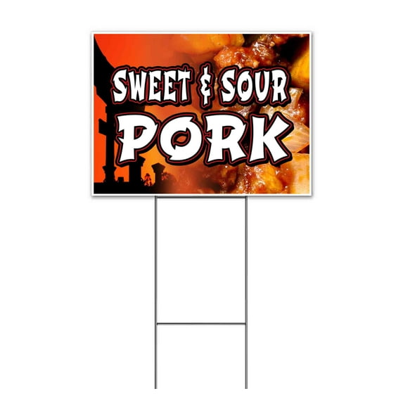 Sweet and Sour Pork (18" x 24") Yard Sign, Includes Metal Step Stake