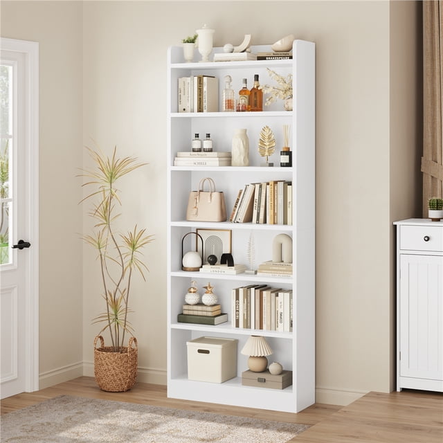 Yaheetech 7-Tier Open Shelf Bookcase With Top Open Compartment for Home Office, White