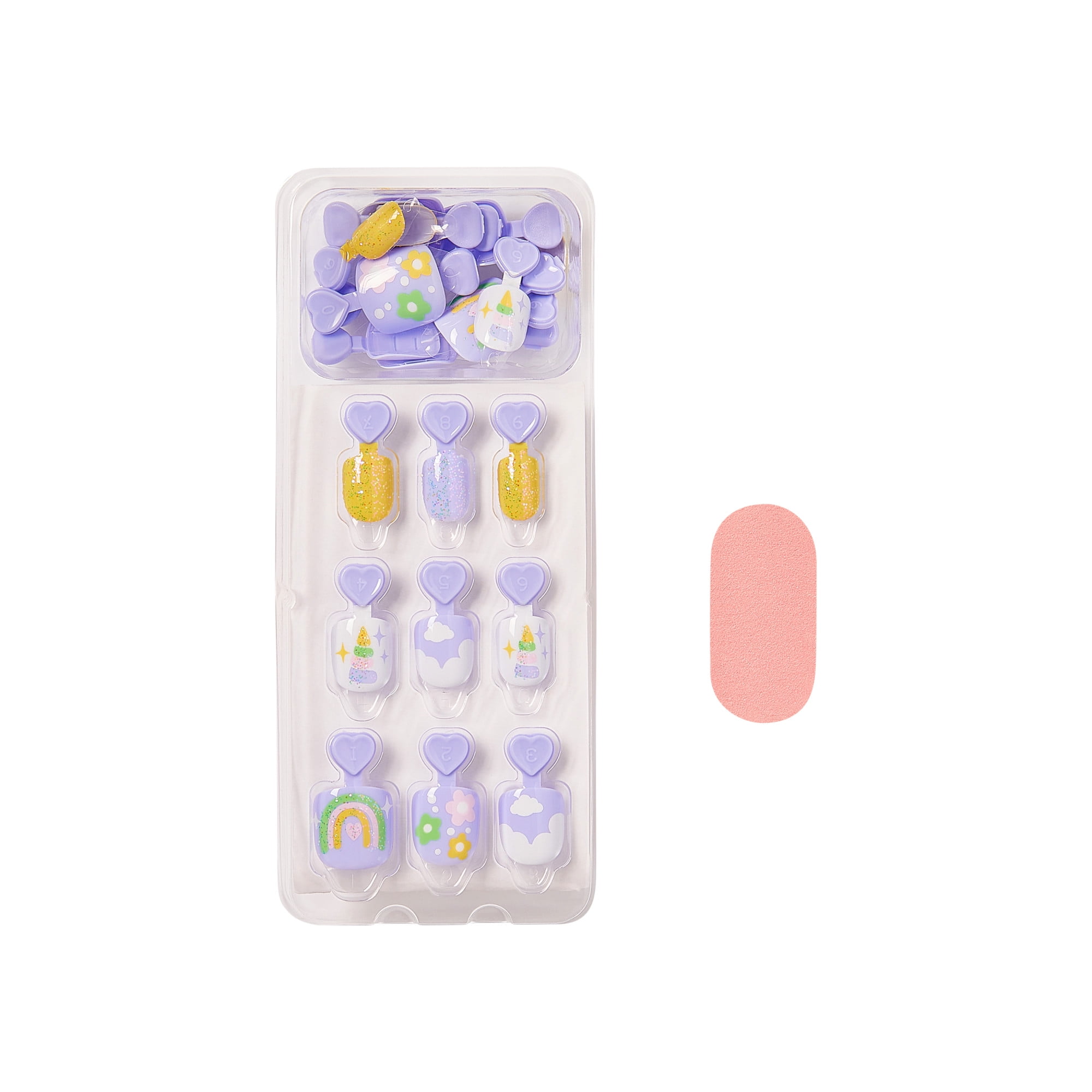 (2 pack) Impress Mini Press On Nails for Kids, ‘Fairest of All’, Purple, Squoval, 20 Count