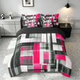 thumbnail image 3 of Manfei Abstract Geometric Twin Bedding, Watercolor Artwork Bedding Comforter Set, Pink, Black and White, Black Reversible 7pcs, 3 of 6