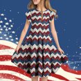 thumbnail image 3 of Mitankcoo 4th of July Dresses for Girls Fashion Print Crew Neck Flutter Sleeve A-Line Dress Daily Casual 6-15Y, 3 of 6