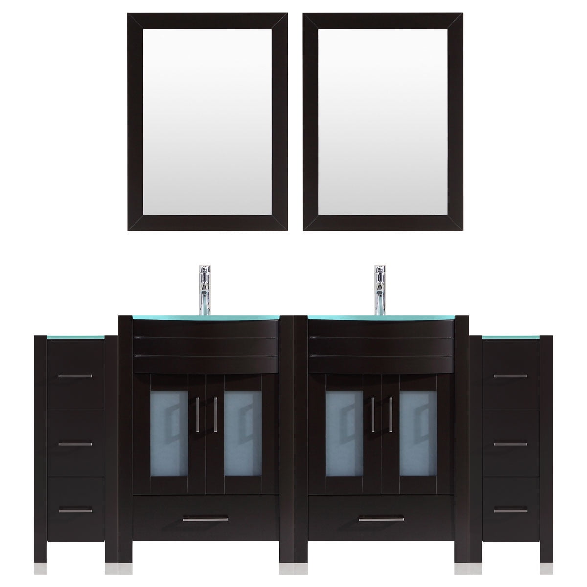 84 Black Vanity Set Two 30 Sink Bases, Two 12 Drawer Bases (LV3C17