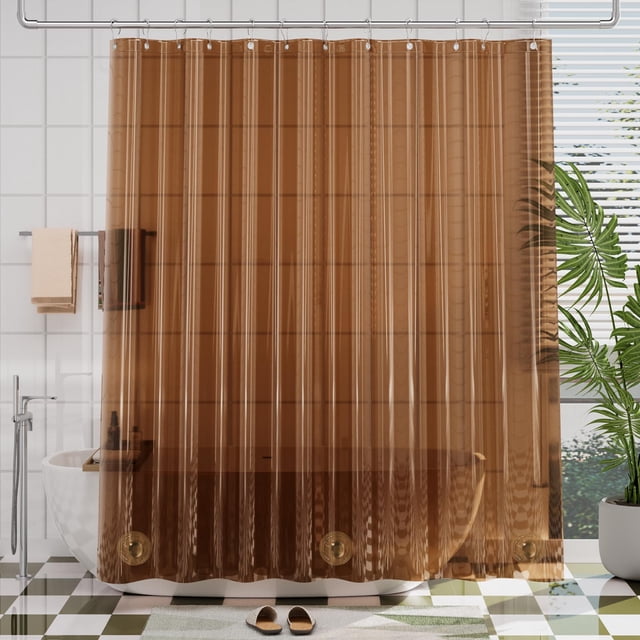 Cortina de ducha AmazerBath Premium EVA transparente marrón impermeable