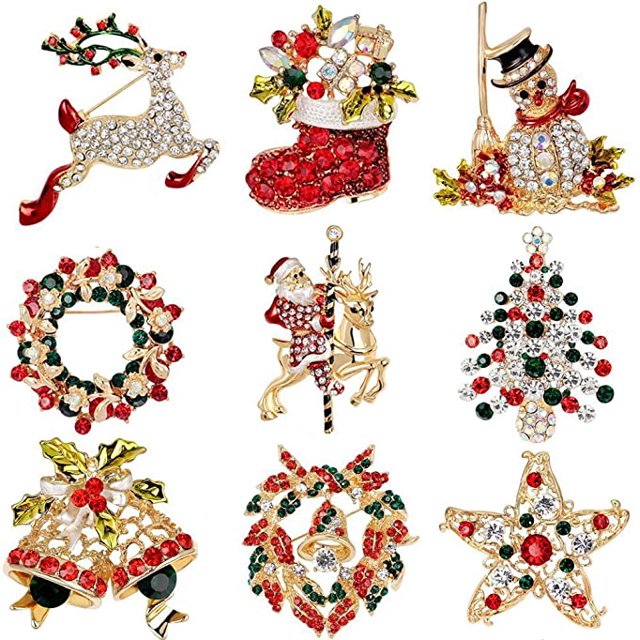 Broche de Navidad de 9 piezas para regalos de adornos de decoración de Navidad-- Sincero Electrónica